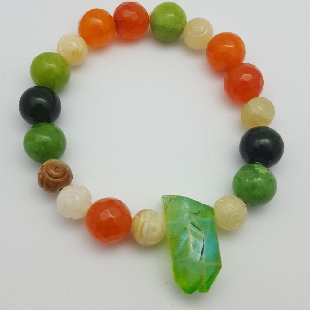 Health and wellness genuine gemstone mix bracelet